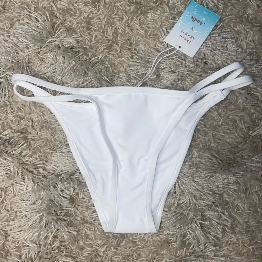 NWT Andie x Demi Moore Swim The Cannes Bottom Women’s Size Med Strappy White - Picture 4 of 10
